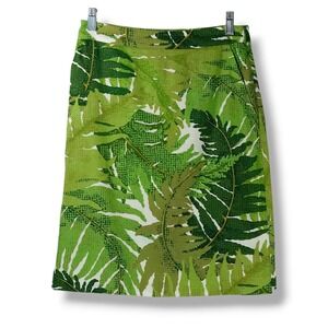 Vanessa Virginia Anthropologie Tropical Skirt Green Leaf Print Cotton Mini 4